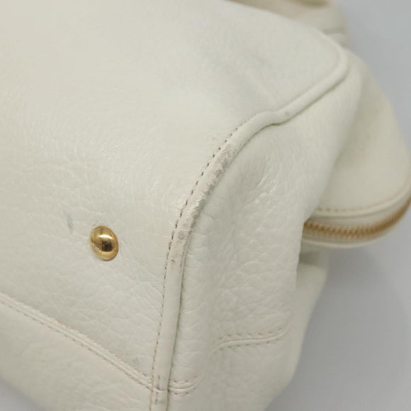 FENDI Chameleon Hand Bag Leather 2way White Gold Auth yk18403