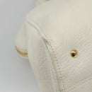 FENDI Chameleon Hand Bag Leather 2way White Gold Auth yk18403-16