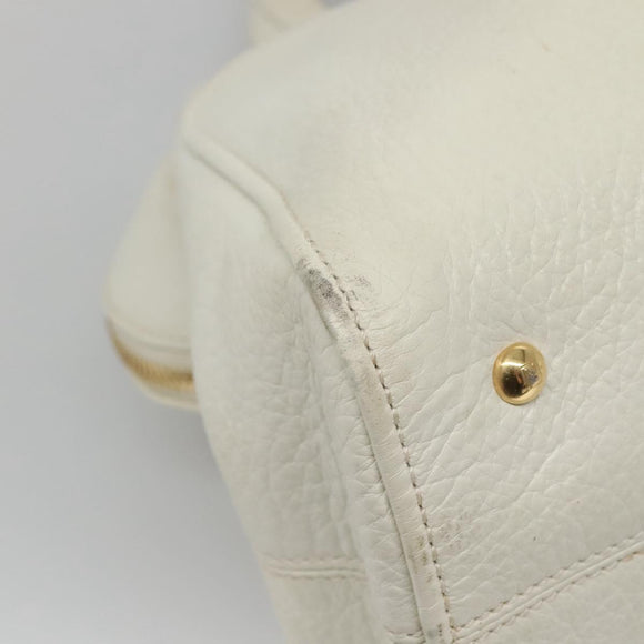 FENDI Chameleon Hand Bag Leather 2way White Gold Auth yk18403