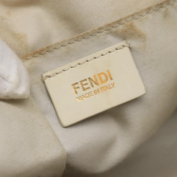 FENDI Chameleon Hand Bag Leather 2way White Gold Auth yk18403