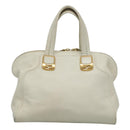 FENDI Chameleon Hand Bag Leather 2way White Gold Auth yk18403-13