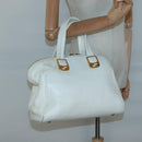 FENDI Chameleon Hand Bag Leather 2way White Gold Auth yk18403-23