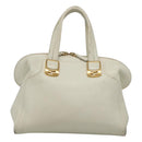 FENDI Chameleon Hand Bag Leather 2way White Gold Auth yk18403-2
