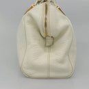 FENDI Chameleon Hand Bag Leather 2way White Gold Auth yk18403-3