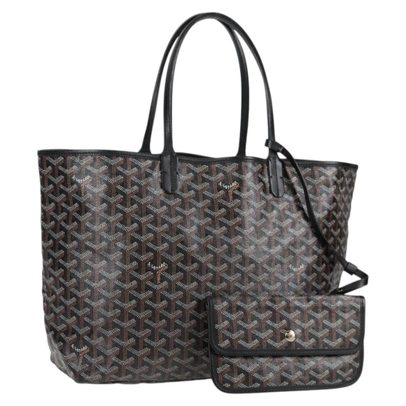 GOYARD Herringbone Saint Louis PM Tote Bag PVC Black Auth yk18410M