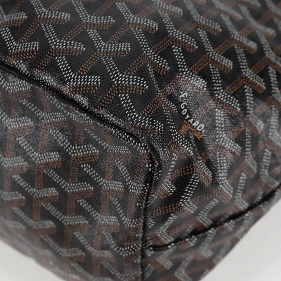 GOYARD Herringbone Saint Louis PM Tote Bag PVC Black Auth yk18410M