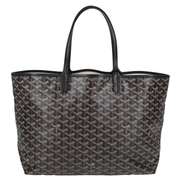 GOYARD Herringbone Saint Louis PM Tote Bag PVC Black Auth yk18410M