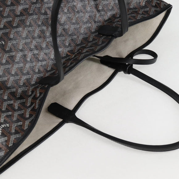 GOYARD Herringbone Saint Louis PM Tote Bag PVC Black Auth yk18410M