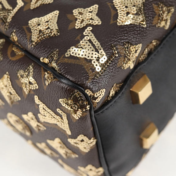 LOUIS VUITTON Monogram Eclipse Sequins Speedy 30 Bag Gold M40244 Auth yk18412M
