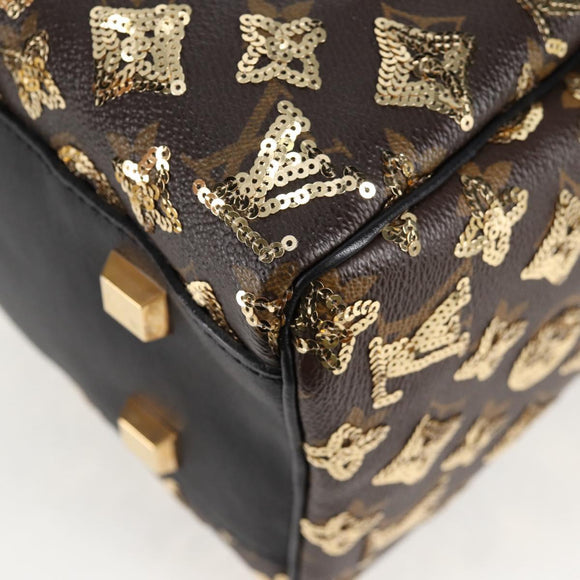 LOUIS VUITTON Monogram Eclipse Sequins Speedy 30 Bag Gold M40244 Auth yk18412M