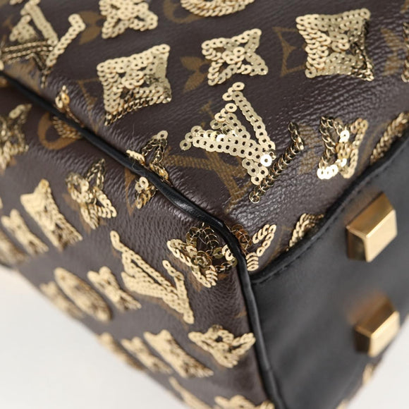 LOUIS VUITTON Monogram Eclipse Sequins Speedy 30 Tasche Gold M40244 Auth yk18412M