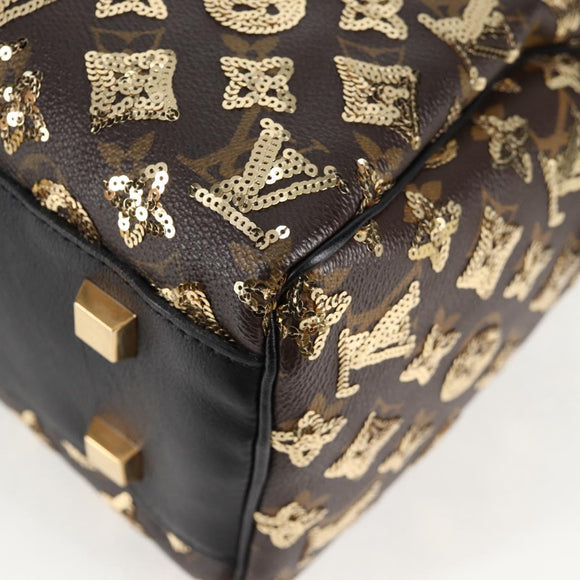 LOUIS VUITTON Monogram Eclipse Sequins Speedy 30 Tasche Gold M40244 Auth yk18412M