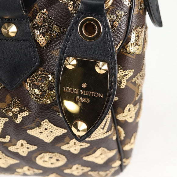 LOUIS VUITTON Monogram Eclipse Sequins Speedy 30 Tasche Gold M40244 Auth yk18412M