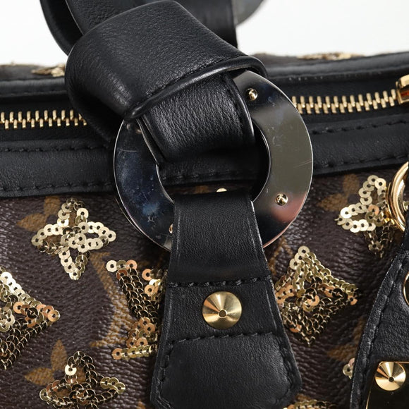 LOUIS VUITTON Monogram Eclipse Sequins Speedy 30 Tasche Gold M40244 Auth yk18412M