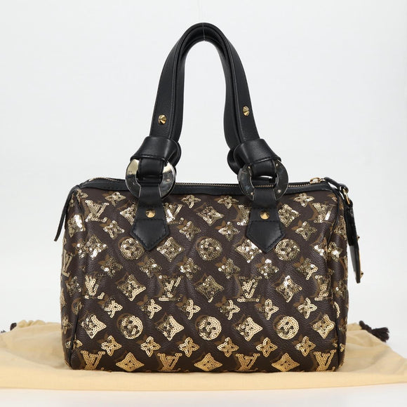 LOUIS VUITTON Monogram Eclipse Sequins Speedy 30 Tasche Gold M40244 Auth yk18412M