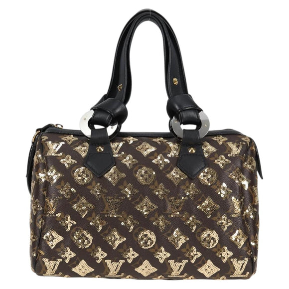 LOUIS VUITTON Monogram Eclipse Sequins Speedy 30 Tasche Gold M40244 Auth yk18412M