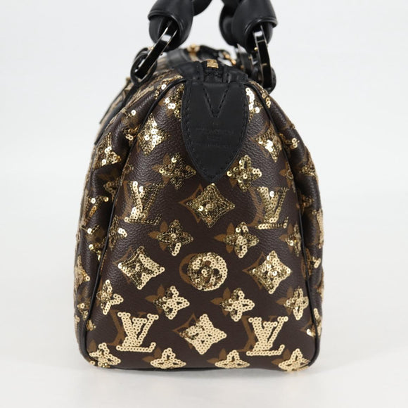 LOUIS VUITTON Monogram Eclipse Sequins Speedy 30 Tasche Gold M40244 Auth yk18412M