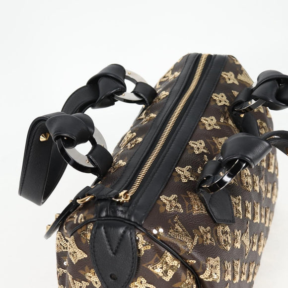LOUIS VUITTON Monogram Eclipse Sequins Speedy 30 Tasche Gold M40244 Auth yk18412M