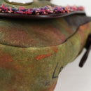 CHANEL Embroidery Graffiti Shoulder Bag Canvas Leather Khaki CC Auth yk18413SM-8