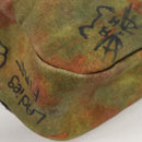 CHANEL Embroidery Graffiti Shoulder Bag Canvas Leather Khaki CC Auth yk18413SM-16