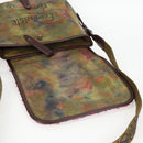 CHANEL Embroidery Graffiti Shoulder Bag Canvas Leather Khaki CC Auth yk18413SM-24