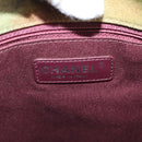 CHANEL Embroidery Graffiti Shoulder Bag Canvas Leather Khaki CC Auth yk18413SM-25