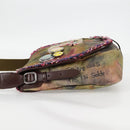 CHANEL Embroidery Graffiti Shoulder Bag Canvas Leather Khaki CC Auth yk18413SM-3