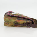 CHANEL Embroidery Graffiti Shoulder Bag Canvas Leather Khaki CC Auth yk18413SM-4