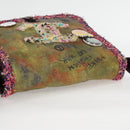 CHANEL Embroidery Graffiti Shoulder Bag Canvas Leather Khaki CC Auth yk18413SM-6