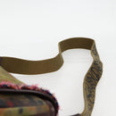 CHANEL Embroidery Graffiti Shoulder Bag Canvas Leather Khaki CC Auth yk18413SM-14