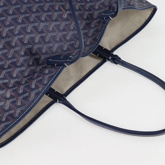 GOYARD Herringbone Saint Louis PM Tote Bag PVC Navy Auth yk18428M