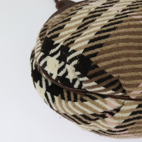 BURBERRY Nova Check Blue Label Shoulder Bag Wool Brown Auth yk18434