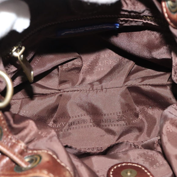 BURBERRY Nova Check Blue Label Shoulder Bag Wool Brown Auth yk18434