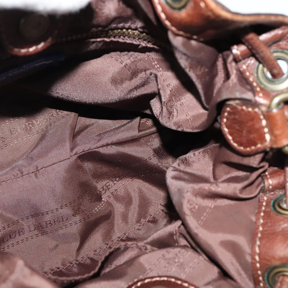 BURBERRY Nova Check Blue Label Shoulder Bag Wool Brown Auth yk18434