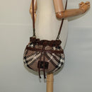 BURBERRY Nova Check Blue Label Shoulder Bag Wool Brown Auth yk18434-20