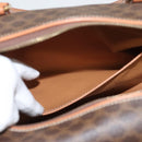 CELINE Macadam Canvas Hand Bag PVC Leather Brown Gold Auth yk18442V-22