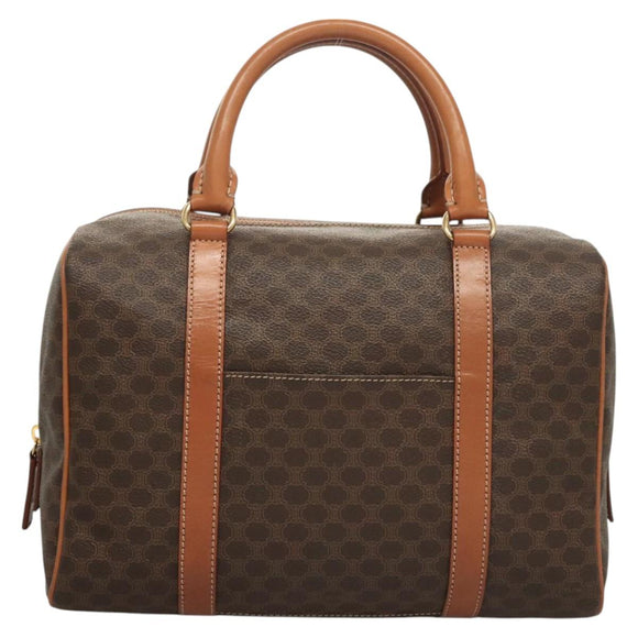 CELINE Macadam Canvas Hand Bag PVC Leather Brown Gold Auth yk18442V