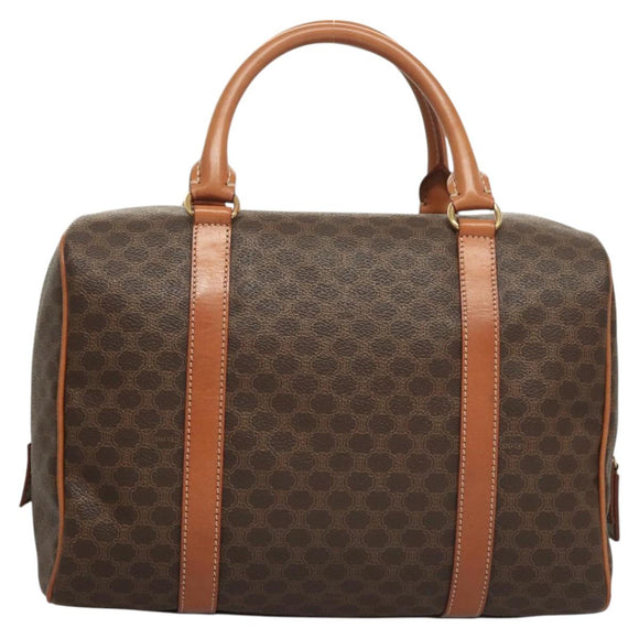 CELINE Macadam Canvas Hand Bag PVC Leather Brown Gold Auth yk18442V