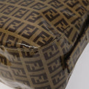 FENDI Zucchino Canvas Mamma Baguette Bag Enamel Brown Gold Auth yk18443V-9
