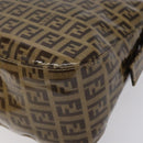 FENDI Zucchino Canvas Mamma Baguette Bag Enamel Brown Gold Auth yk18443V-15