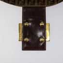 FENDI Zucchino Canvas Mamma Baguette Bag Enamel Brown Gold Auth yk18443V-19