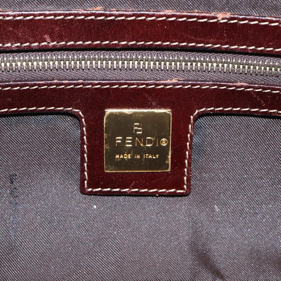 FENDI Zucchino Canvas Mamma Baguette Bag Enamel Brown Gold Auth yk18443V