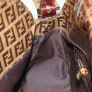 FENDI Zucchino Canvas Mamma Baguette Bag Enamel Brown Gold Auth yk18443V-22