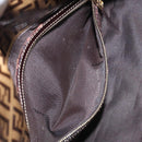 FENDI Zucchino Canvas Mamma Baguette Bag Enamel Brown Gold Auth yk18443V-23