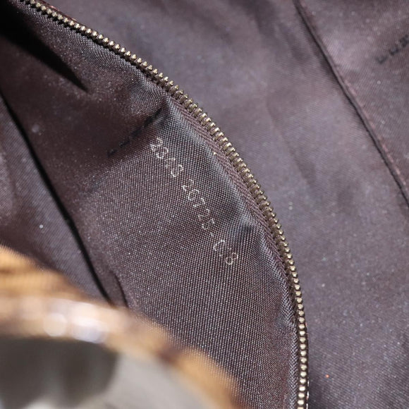 FENDI Zucchino Canvas Mamma Baguette Bag Enamel Brown Gold Auth yk18443V