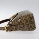 FENDI Zucchino Canvas Mamma Baguette Bag Enamel Brown Gold Auth yk18443V-4