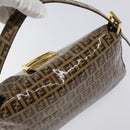 FENDI Zucchino Canvas Mamma Baguette Bag Enamel Brown Gold Auth yk18443V-6