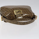 FENDI Zucchino Canvas Mamma Baguette Bag Enamel Brown Gold Auth yk18443V-7