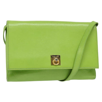 CELINE Shoulder Bag Leather Green Gold Auth yk18448