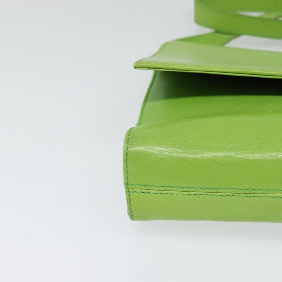 CELINE Shoulder Bag Leather Green Gold Auth yk18448